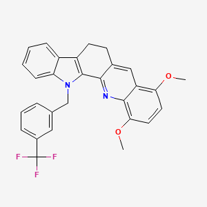 molecular formula C29H23F3N2O2 B2729128 8,11-dimethoxy-13-[3-(trifluoromethyl)benzyl]-6,13-dihydro-5H-indolo[3,2-c]acridine CAS No. 860787-16-2