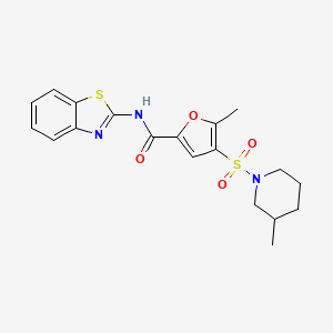 molecular formula C19H21N3O4S2 B2729133 N-(benzo[d]thiazol-2-yl)-5-methyl-4-((3-methylpiperidin-1-yl)sulfonyl)furan-2-carboxamide CAS No. 1207027-84-6