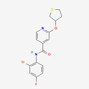 molecular formula C16H14BrFN2O2S B2729136 N-(2-bromo-4-fluorophenyl)-2-((tetrahydrothiophen-3-yl)oxy)isonicotinamide CAS No. 2034498-75-2