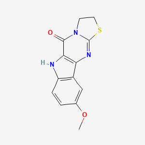 molecular formula C13H11N3O2S B2729140 9-methoxy-2,3-dihydro[1,3]thiazolo[3',2':1,2]pyrimido[5,4-b]indol-5(6H)-one CAS No. 704873-83-6