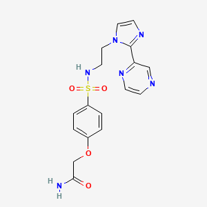 molecular formula C17H18N6O4S B2729143 2-(4-(N-(2-(2-(吡嗪-2-基)-1H-咪唑-1-基)乙基)磺酰氨基)苯氧基)乙酰胺 CAS No. 2034477-94-4