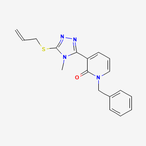 molecular formula C18H18N4OS B2729156 3-[5-(allylsulfanyl)-4-methyl-4H-1,2,4-triazol-3-yl]-1-benzyl-2(1H)-pyridinone CAS No. 282523-19-7