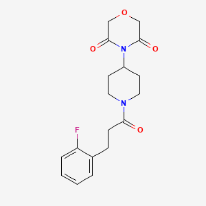 molecular formula C18H21FN2O4 B2729162 4-(1-(3-(2-氟苯基)丙酰)哌啶-4-基)吗啉-3,5-二酮 CAS No. 2034423-86-2