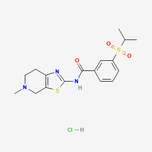 molecular formula C17H22ClN3O3S2 B2729168 3-(异丙基磺酰)-N-(5-甲基-4,5,6,7-四氢噻唑并[5,4-c]吡啶-2-基)苯甲酰胺盐酸盐 CAS No. 1189497-25-3