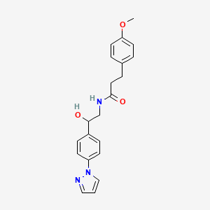 molecular formula C21H23N3O3 B2729184 N-[2-Hydroxy-2-(4-pyrazol-1-ylphenyl)ethyl]-3-(4-methoxyphenyl)propanamide CAS No. 2415542-93-5