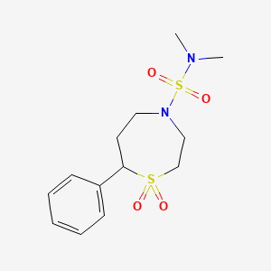 molecular formula C13H20N2O4S2 B2729185 N,N-dimethyl-7-phenyl-1,4-thiazepane-4-sulfonamide 1,1-dioxide CAS No. 2034382-82-4