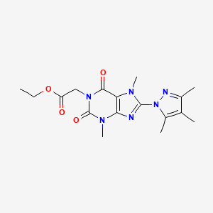 ethyl [3,7-dimethyl-2,6-dioxo-8-(3,4,5-trimethyl-1H-pyrazol-1-yl)-2,3,6,7-tetrahydro-1H-purin-1-yl]acetate