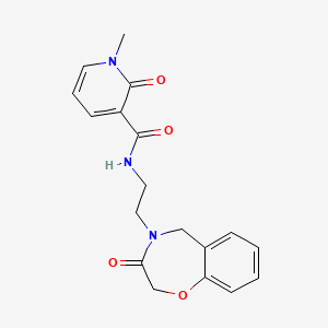 molecular formula C18H19N3O4 B2729190 1-methyl-2-oxo-N-(2-(3-oxo-2,3-dihydrobenzo[f][1,4]oxazepin-4(5H)-yl)ethyl)-1,2-dihydropyridine-3-carboxamide CAS No. 1903843-60-6