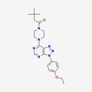 molecular formula C22H29N7O2 B2729191 1-(4-(3-(4-ethoxyphenyl)-3H-[1,2,3]triazolo[4,5-d]pyrimidin-7-yl)piperazin-1-yl)-3,3-dimethylbutan-1-one CAS No. 920206-37-7