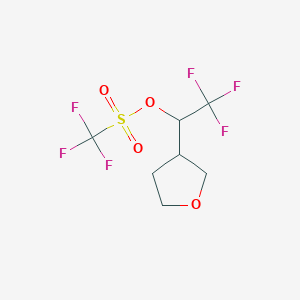 molecular formula C7H8F6O4S B2729198 2,2,2-Trifluoro-1-(oxolan-3-yl)ethyl trifluoromethanesulfonate CAS No. 2137786-65-1