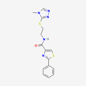 molecular formula C15H15N5OS2 B2729213 N-(2-((4-甲基-4H-1,2,4-三唑-3-基硫)乙基)-2-苯基噻唑-4-甲酰胺 CAS No. 1206988-33-1