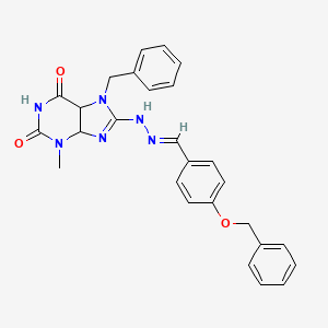 molecular formula C27H24N6O3 B2729219 7-benzyl-8-[(E)-2-{[4-(benzyloxy)phenyl]methylidene}hydrazin-1-yl]-3-methyl-2,3,6,7-tetrahydro-1H-purine-2,6-dione CAS No. 1799242-30-0