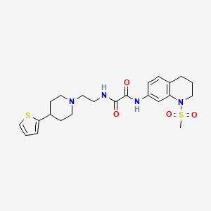 molecular formula C23H30N4O4S2 B2729223 N1-(1-(甲磺酰)-1,2,3,4-四氢喹啉-7-基)-N2-(2-(4-(噻吩-2-基)哌啶-1-基)乙基)草酰胺 CAS No. 1428351-87-4