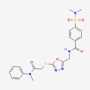 molecular formula C21H23N5O5S2 B2729229 4-(N,N-dimethylsulfamoyl)-N-((5-((2-(methyl(phenyl)amino)-2-oxoethyl)thio)-1,3,4-oxadiazol-2-yl)methyl)benzamide CAS No. 903349-19-9