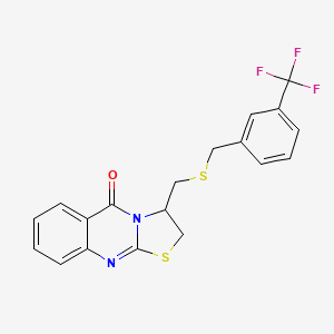 molecular formula C19H15F3N2OS2 B2729236 3-({[3-(trifluoromethyl)benzyl]sulfanyl}methyl)-2,3-dihydro-5H-[1,3]thiazolo[2,3-b]quinazolin-5-one CAS No. 477860-29-0
