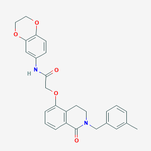 molecular formula C27H26N2O5 B2729240 N-(2,3-二氢苯并[b][1,4]二噁英-6-基)-2-((2-(3-甲基苯基甲基)-1-氧代-1,2,3,4-四氢异喹啉-5-基)氧)乙酰胺 CAS No. 850907-56-1