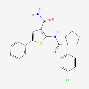 molecular formula C23H21ClN2O2S B2729249 2-(1-(4-Chlorophenyl)cyclopentanecarboxamido)-5-phenylthiophene-3-carboxamide CAS No. 1286726-19-9