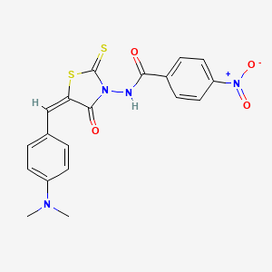 molecular formula C19H16N4O4S2 B2729258 (E)-N-(5-(4-(dimethylamino)benzylidene)-4-oxo-2-thioxothiazolidin-3-yl)-4-nitrobenzamide CAS No. 303026-51-9