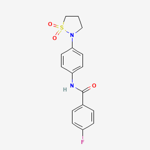 molecular formula C16H15FN2O3S B2729263 N-(4-(1,1-二氧代异噻唑烷-2-基)苯基)-4-氟苯甲酰胺 CAS No. 942010-82-4
