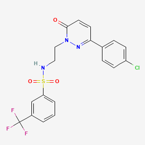 molecular formula C19H15ClF3N3O3S B2729287 N-(2-(3-(4-chlorophenyl)-6-oxopyridazin-1(6H)-yl)ethyl)-3-(trifluoromethyl)benzenesulfonamide CAS No. 921513-60-2