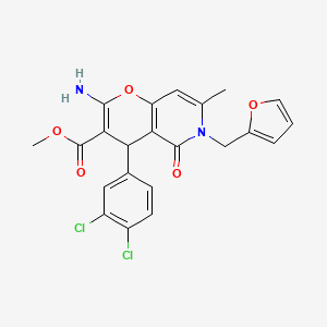 molecular formula C22H18Cl2N2O5 B2729316 methyl 2-amino-4-(3,4-dichlorophenyl)-6-(furan-2-ylmethyl)-7-methyl-5-oxo-5,6-dihydro-4H-pyrano[3,2-c]pyridine-3-carboxylate CAS No. 758704-35-7