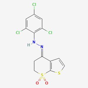 2,4,6-trichloro-N-[(E)-(7,7-dioxo-5,6-dihydrothieno[2,3-b]thiopyran-4-ylidene)amino]aniline