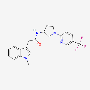 molecular formula C21H21F3N4O B2729320 2-(1-methyl-1H-indol-3-yl)-N-(1-(5-(trifluoromethyl)pyridin-2-yl)pyrrolidin-3-yl)acetamide CAS No. 2191214-04-5