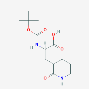 molecular formula C13H22N2O5 B2729321 2-[(2-甲基丙酰氨基)-3-(2-氧代哌嗪-3-基)丙酸]-2-甲基丙酸 CAS No. 2490401-32-4