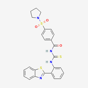 N-((2-(benzo[d]thiazol-2-yl)phenyl)carbamothioyl)-4-(pyrrolidin-1-ylsulfonyl)benzamide