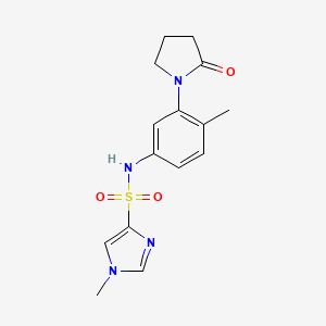 molecular formula C15H18N4O3S B2729325 1-methyl-N-(4-methyl-3-(2-oxopyrrolidin-1-yl)phenyl)-1H-imidazole-4-sulfonamide CAS No. 1428348-73-5