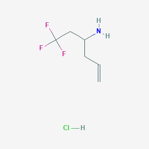 molecular formula C6H11ClF3N B2729345 1,1,1-Trifluorohex-5-en-3-amine hydrochloride CAS No. 1909347-91-6