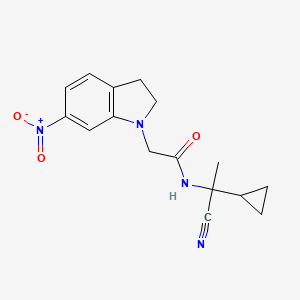 molecular formula C16H18N4O3 B2729346 N-(1-氰基-1-环丙基乙基)-2-(6-硝基-2,3-二氢吲哚-1-基)乙酰胺 CAS No. 1645354-07-9