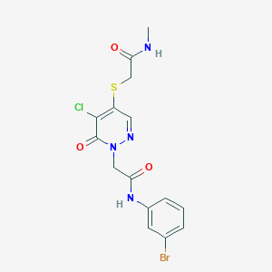 molecular formula C15H14BrClN4O3S B2729357 N-(3-bromophenyl)-2-(5-chloro-4-((2-(methylamino)-2-oxoethyl)thio)-6-oxopyridazin-1(6H)-yl)acetamide CAS No. 1251547-72-4