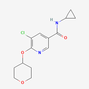 molecular formula C14H17ClN2O3 B2729366 5-氯-N-环丙基-6-((四氢-2H-吡喃-4-基)氧基)烟酰胺 CAS No. 1904088-12-5