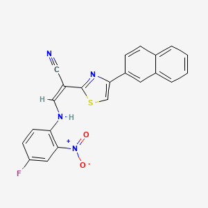 molecular formula C22H13FN4O2S B2729381 (Z)-3-((4-fluoro-2-nitrophenyl)amino)-2-(4-(naphthalen-2-yl)thiazol-2-yl)acrylonitrile CAS No. 477298-43-4
