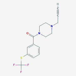 molecular formula C15H15F3N2OS B2729393 1-(Prop-2-yn-1-yl)-4-{3-[(trifluoromethyl)sulfanyl]benzoyl}piperazine CAS No. 2094864-94-3