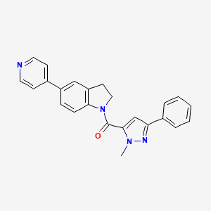 molecular formula C24H20N4O B2729415 (1-methyl-3-phenyl-1H-pyrazol-5-yl)(5-(pyridin-4-yl)indolin-1-yl)methanone CAS No. 2034323-65-2