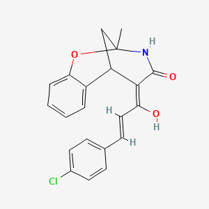 molecular formula C21H18ClNO3 B2729418 (5Z)-5-[(2E)-3-(4-chlorophenyl)-1-hydroxyprop-2-enylidene]-2-methyl-2,3,5,6-tetrahydro-4H-2,6-methano-1,3-benzoxazocin-4-one CAS No. 864923-79-5