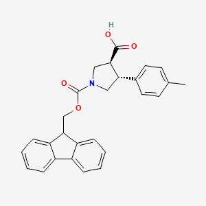 molecular formula C27H25NO4 B2729420 (3S,4R)-1-(9H-Fluoren-9-ylmethoxycarbonyl)-4-(4-methylphenyl)pyrrolidine-3-carboxylic acid CAS No. 1279037-25-0