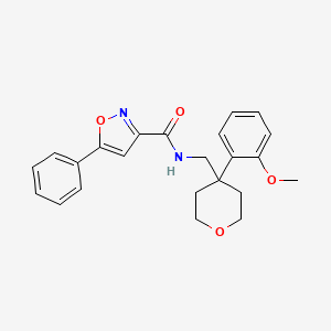 molecular formula C23H24N2O4 B2729422 N-((4-(2-methoxyphenyl)tetrahydro-2H-pyran-4-yl)methyl)-5-phenylisoxazole-3-carboxamide CAS No. 1206996-63-5
