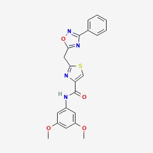 molecular formula C21H18N4O4S B2729425 N-(3,5-dimethoxyphenyl)-2-((3-phenyl-1,2,4-oxadiazol-5-yl)methyl)thiazole-4-carboxamide CAS No. 1251568-03-2