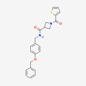 molecular formula C23H22N2O3S B2729426 N-(4-(benzyloxy)benzyl)-1-(thiophene-2-carbonyl)azetidine-3-carboxamide CAS No. 1448050-39-2