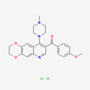 molecular formula C24H26ClN3O4 B2729429 1-[8-(4-methoxybenzoyl)-2H,3H-[1,4]dioxino[2,3-g]quinolin-9-yl]-4-methylpiperazine hydrochloride CAS No. 2097903-14-3