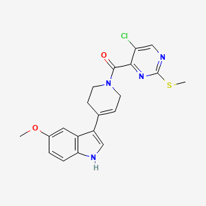 molecular formula C20H19ClN4O2S B2729444 3-{1-[5-chloro-2-(methylsulfanyl)pyrimidine-4-carbonyl]-1,2,3,6-tetrahydropyridin-4-yl}-5-methoxy-1H-indole CAS No. 1241570-10-4