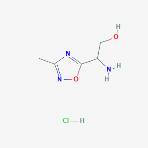 molecular formula C5H10ClN3O2 B2729448 2-Amino-2-(3-methyl-1,2,4-oxadiazol-5-yl)ethan-1-ol hydrochloride CAS No. 2193058-89-6