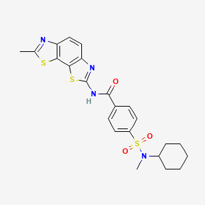 molecular formula C23H24N4O3S3 B2729455 4-[cyclohexyl(methyl)sulfamoyl]-N-(7-methyl-[1,3]thiazolo[4,5-g][1,3]benzothiazol-2-yl)benzamide CAS No. 500149-51-9