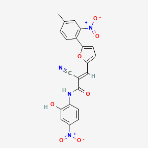 molecular formula C21H14N4O7 B2729472 (E)-2-cyano-N-(2-hydroxy-4-nitrophenyl)-3-[5-(4-methyl-2-nitrophenyl)furan-2-yl]prop-2-enamide CAS No. 444192-51-2