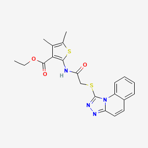 Ethyl 4,5-dimethyl-2-(2-{[1,2,4]triazolo[4,3-a]quinolin-1-ylsulfanyl}acetamido)thiophene-3-carboxylate