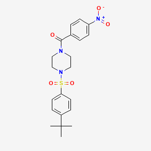 molecular formula C21H25N3O5S B2729475 (4-{[4-(叔丁基)苯基]磺酰}哌嗪基)(4-硝基苯基)甲酮 CAS No. 439094-02-7