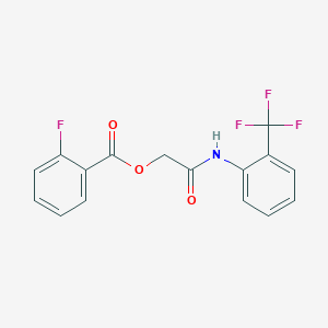 molecular formula C16H11F4NO3 B2729476 {[2-(Trifluoromethyl)phenyl]carbamoyl}methyl 2-fluorobenzoate CAS No. 808105-83-1